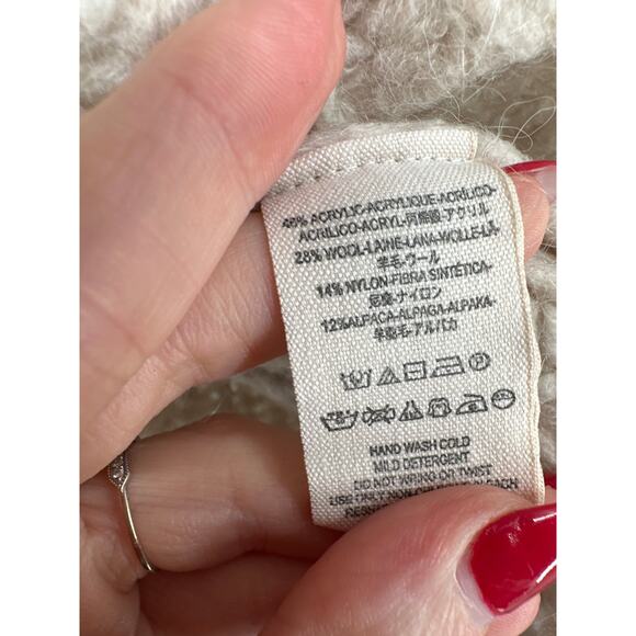 Free People Sweater Womens XS Beige Chunky Oversized Boxy Slouchy Wool Alpaca - Picture 4 of 7